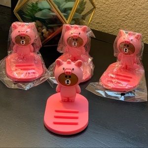 4 x Lovely Bear Silicone Mobile Phone Holder